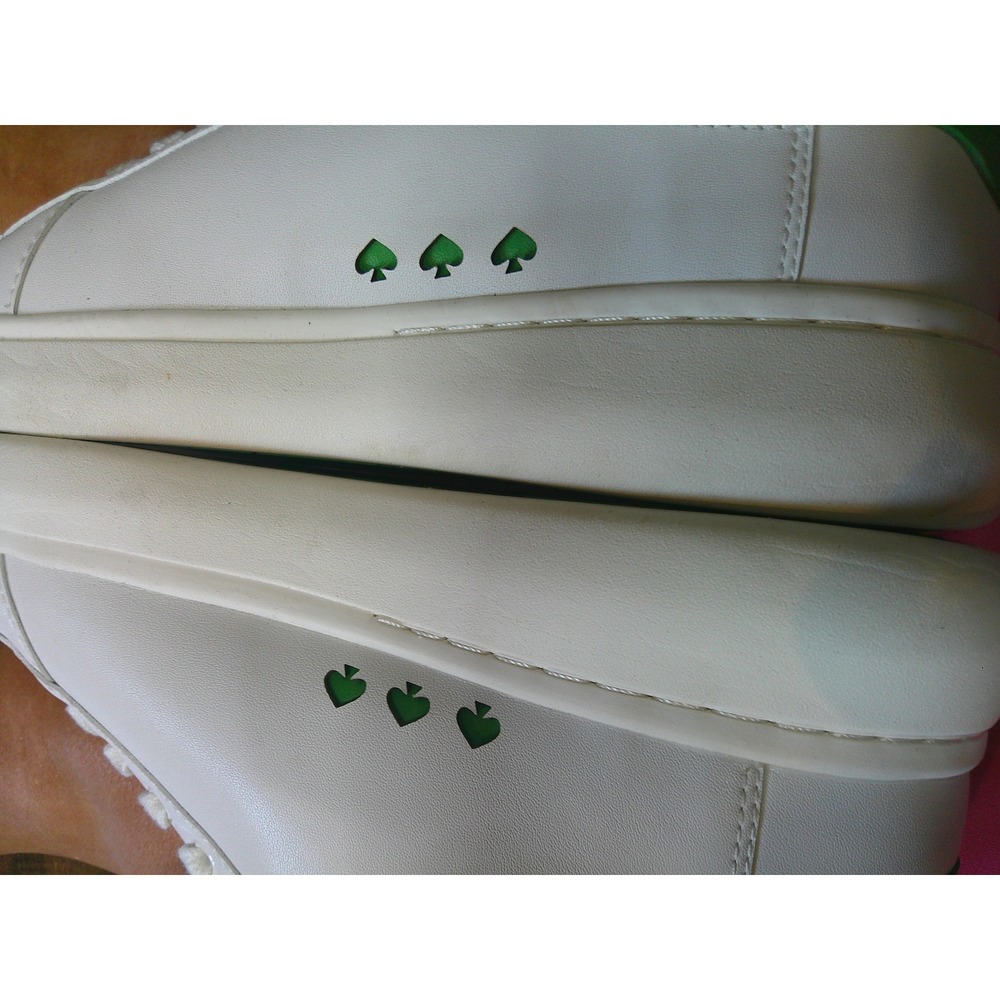 Kate Spade Lift Sneakers Womens 7.5 White Green Leather Floral Excellent K6254 - Picture 11 of 13